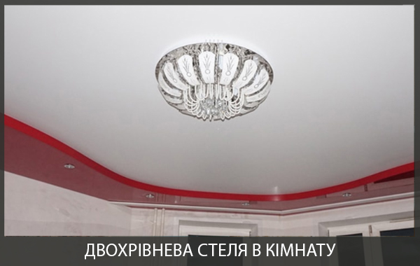 Двухрівнева стеля в кімнаті фото