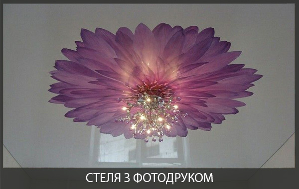 Натяжна стеля в кімнату 14 м2 з фотодруком
