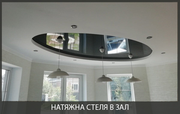 Натяжна двохрівнева стеля в залі Натяжна стеля в залі фото